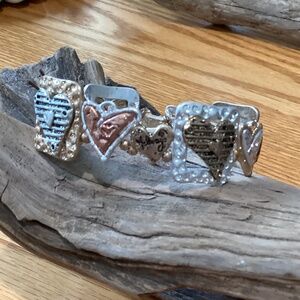 Heart stretch bracelet silver copper tone New w tag